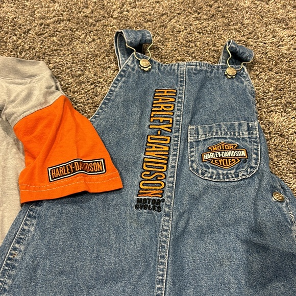 Harley-Davidson Kids Denim Overalls with Orange Tee - Picture 5 of 6